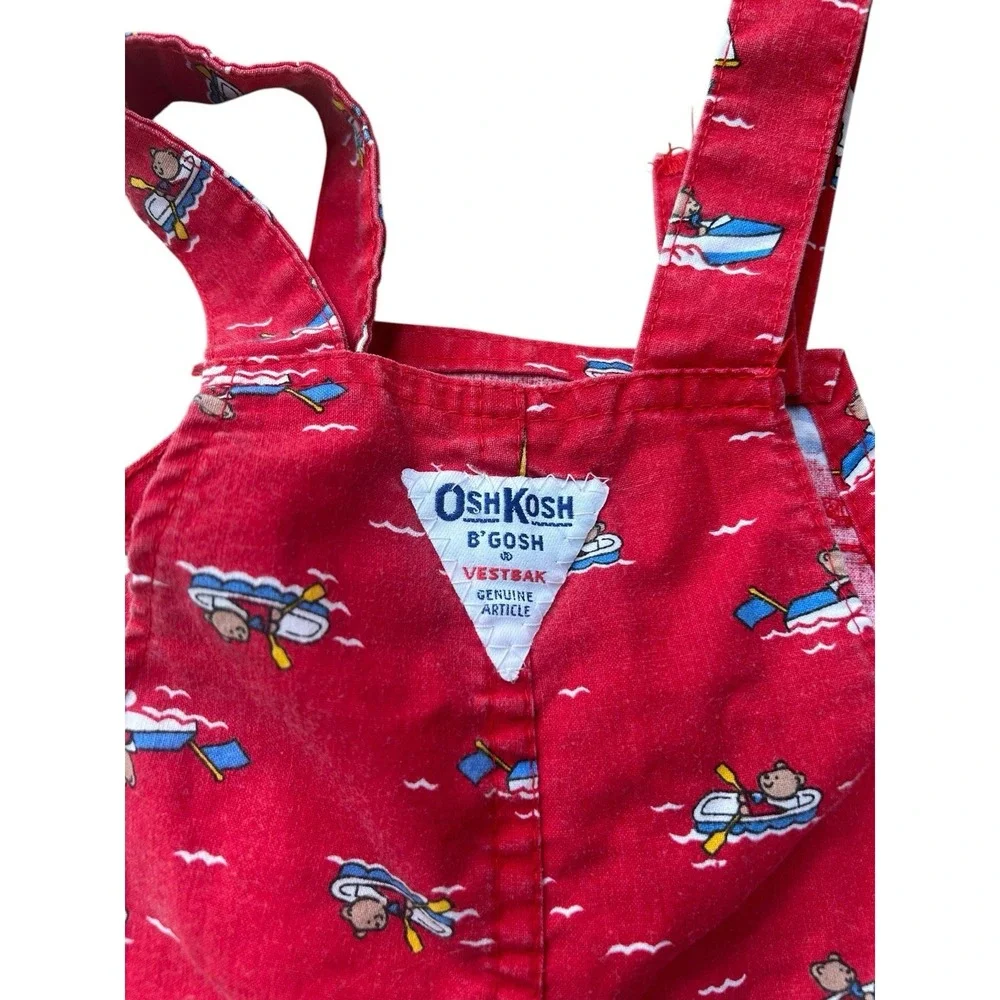 OshKosh B'gosh Vintage Nautical Sailor‎ Bear Bubble One-Piece Red 24 Mos 90s USA